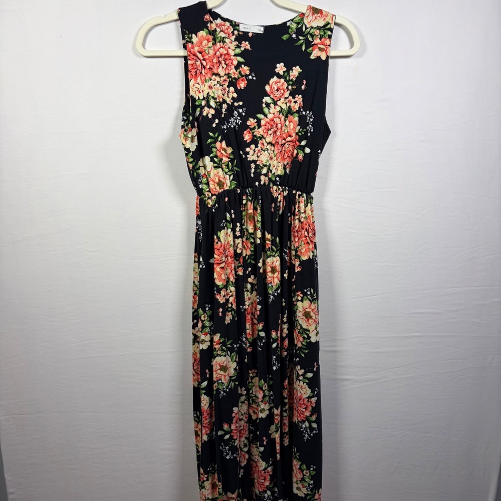 Reb & J Floral Maxi Sleeveless Cottagecore Botancial Boho Garden Church Dress L